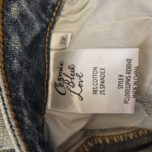 Nwt Cosmic Blue Love Adrianne Roadrunner Boyfriend Distressed Crop Jeans 29 P - Picture 2 of 4